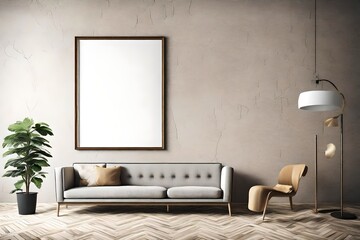 interior design of romm with blank empty frame 