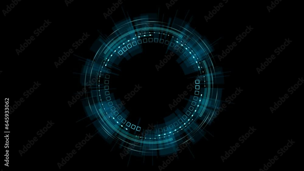 Poster animation video circle hud holographic futuristic design with blue glow transparent background. form
