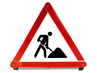 Warning Triangle with Construction Site Sign on Transparent PNG Background