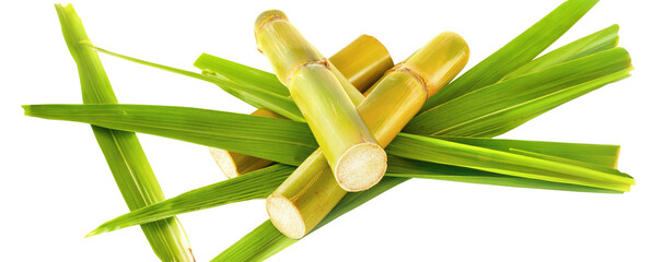 Sugar Cane with Leaves Panorama - Transparent PNG Background