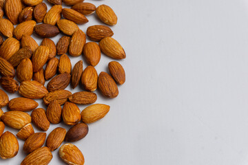 Close up of almond. Almonds isolated on white background.