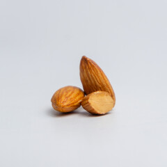 Close up of almond. Almonds isolated on white background.