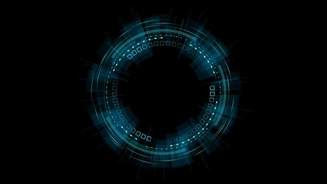 Animation video circle hud holographic futuristic design with blue glow transparent background. Format quick time alpha rgb, video codec animation.