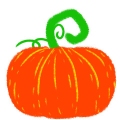 pumpkin hand draw with brush style isolated on png or transparent texture,Halloween party background ,element template for poster,brochures, online advertising.