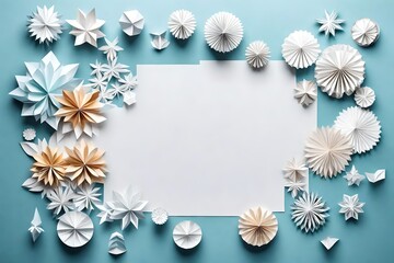 top view of  paper art decoration with copy space for text