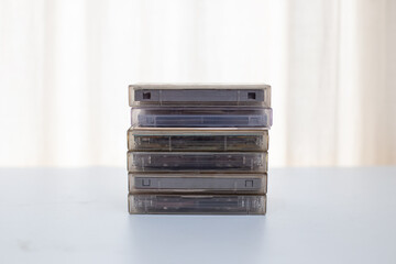 Vintage Cassette Tapes, 90s Music.Vintage audio cassette tape isolated on white background, flat...