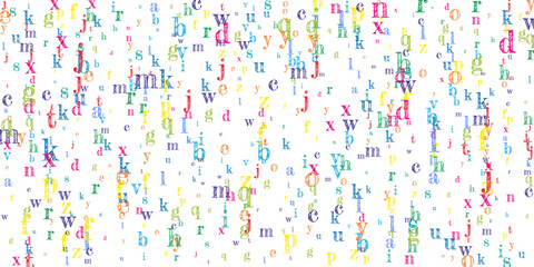 Falling letters of English language. Colorful