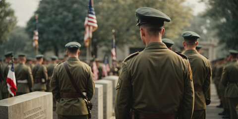 Soldiers paying respect at a war memorial