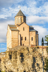 Fototapeta premium The Virgin Mary Assumption Church of Metekhi on the cliff
