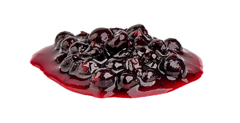 Black currant jam, isolated on white background.