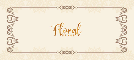 Beautiful decorative floral frame stylish retro banner design