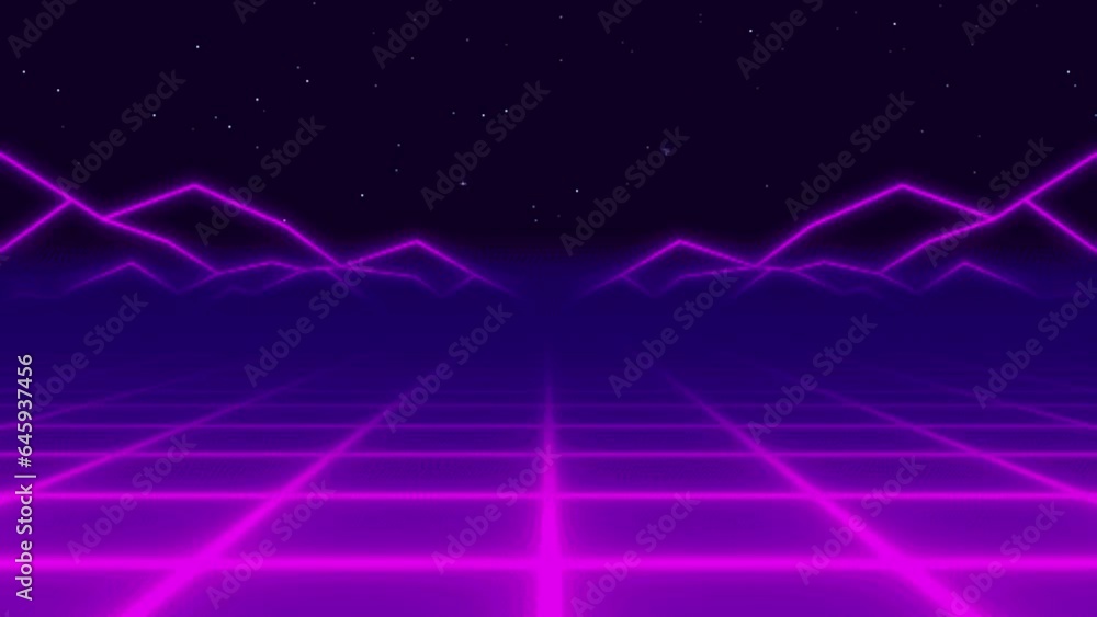 Aufkleber universe retro futuristic 80's background 4k. synthwave wireframe net video loop. abstract digital b