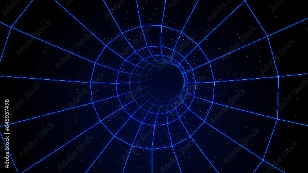 Poster universe retro futuristic 80's 8 bit old game style. synthwave wireframe net warp tunnel. abstract d