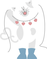 happy valentine's day with cat and heart, love concept, flat png transparent element character design