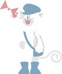 Obraz premium happy valentine's day with postman cat and love letter, love concept, flat png transparent element character design