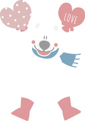 happy valentine's day with bear and heart, love concept, flat png transparent element character design