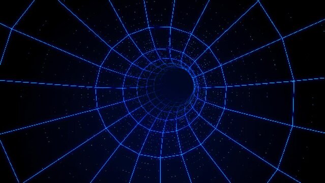 Universe Retro Futuristic 80's 8 bit old game style. Synthwave wireframe net warp tunnel. Abstract digital tunnel. 80s, 90s Retro futurism, Retro wave cyber grid. Deep space surfaces. Retro graphic