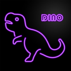 dinosaur neon sign, modern glowing banner design, colorful modern design trend on black background. Vector illustration.