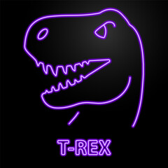 t rex neon sign, modern glowing banner design, colorful modern design trend on black background. Vector illustration.