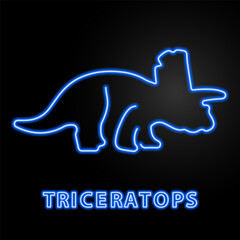 triceratops neon sign, modern glowing banner design, colorful modern design trend on black background. Vector illustration. © Oleh
