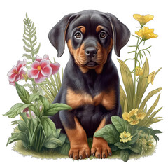 Rottweiler Breed Puppy's Playful Adventures: Canine Joy Unleashed