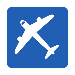 blue airplane square icon