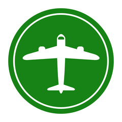 Fototapeta premium green airplane circle icon