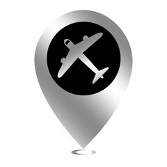 silver airplane location icon
