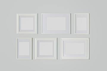 Empty blank frame border on a white wall background