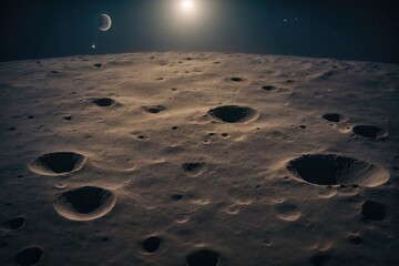 Moon surface with craters and space background. ai generative