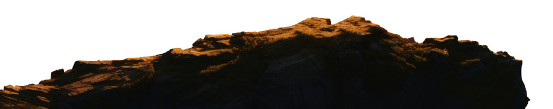 Top peak of mountain at golden hour, Rock cliff edge