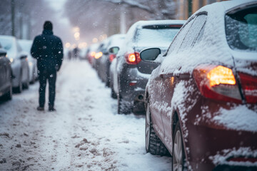 Cars have to slow down when the winter weather turns nasty