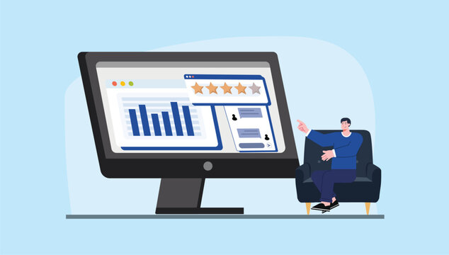 concept illustration of presentation data analysist rate star
