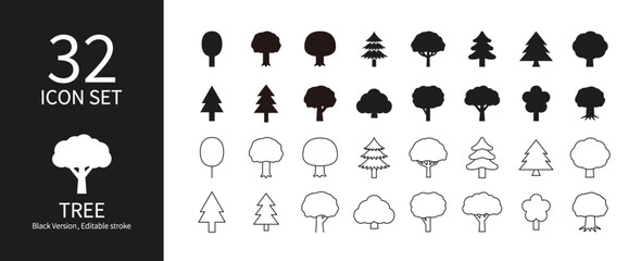 Obraz premium Set of icons of trees and forests of various shapes
