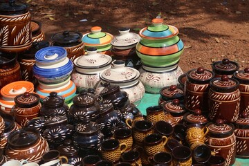 Ceramic clay pot in the market ,Thrissur, Kerala , India