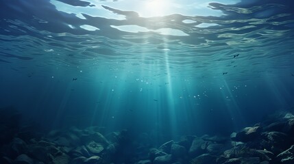 underwater scene with bubbles scene with sun rays Generate AI