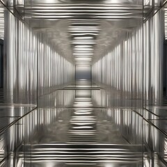 A symmetrical reflection of a modern art installation in a mirrored lake1
