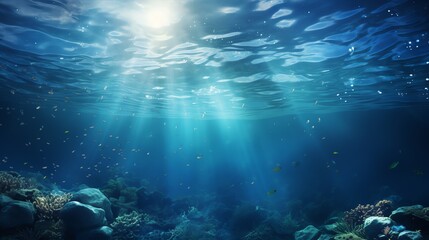 Fototapeta na wymiar underwater scene with bubbles scene with sun rays Generate AI
