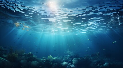 underwater scene with bubbles scene with sun rays Generate AI