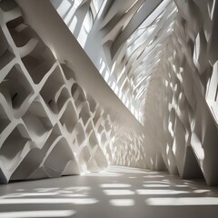 An abstract pattern of shadows cast by a complex architectural structure2