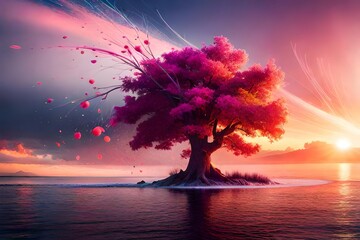 sunset over the sea Generator AI