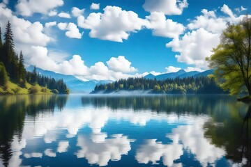 sky reflection in lake