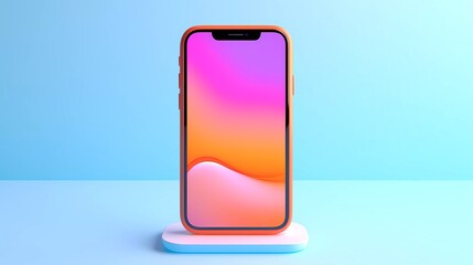 a smartphone with blue background. ideal for designs related to technology, mobile apps, social media, or any project requiring an eye-catching and vibrant visual.