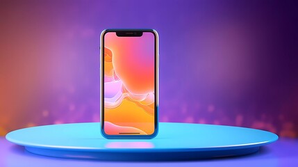 phone with colorful background.  ideal for designs related to technology, mobile apps, social media, or any project requiring an eye-catching and vibrant visual.