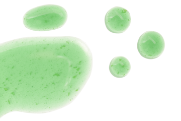 Spilled green transparent cucumber gel on a blank background. PNG