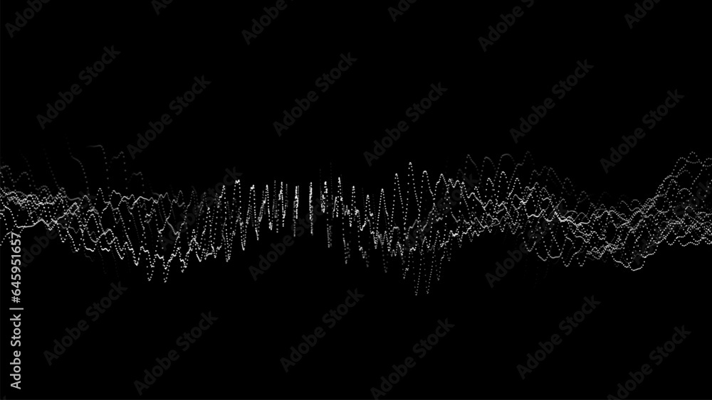 Poster futuristic digital wave. dark cyberspace. vector abstract wave with dots. white moving particles on 