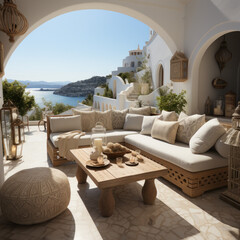 Fototapeta premium A cliffside retreat perched above crashing waves 