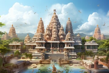 Big indian temple. Generate Ai