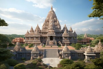 Big indian temple landscape. Generate Ai