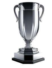 Fototapeta na wymiar Silver trophy cup without background
